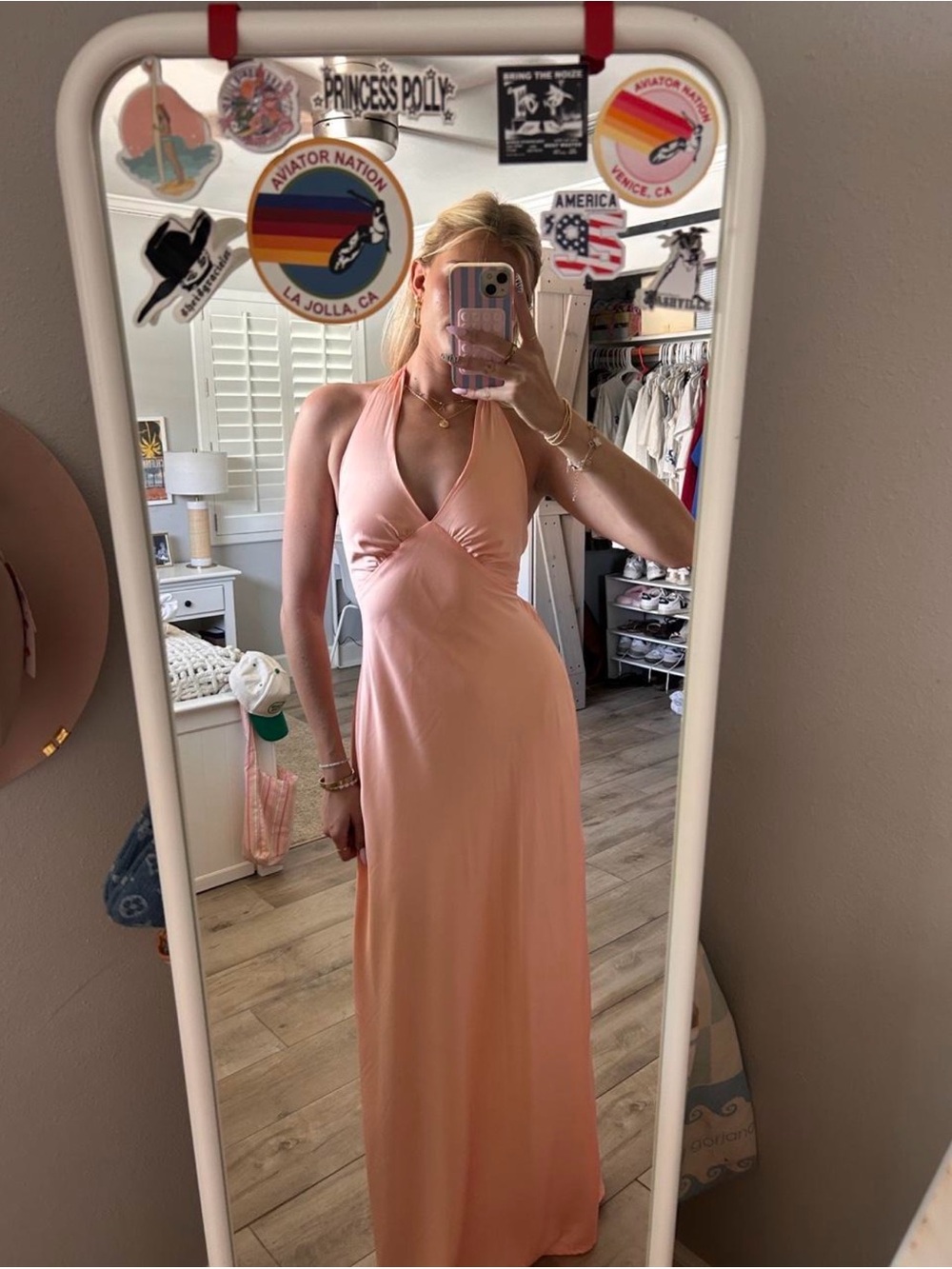 Peppermayo Blush Halter Slip Dress